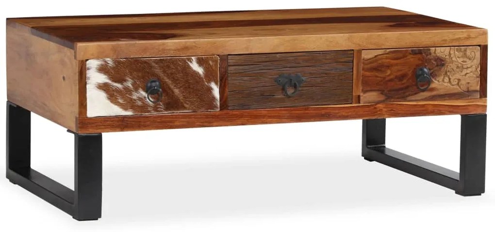 vidaXL Mesa de centro madeira de acácia maciça 90x50x35 cm