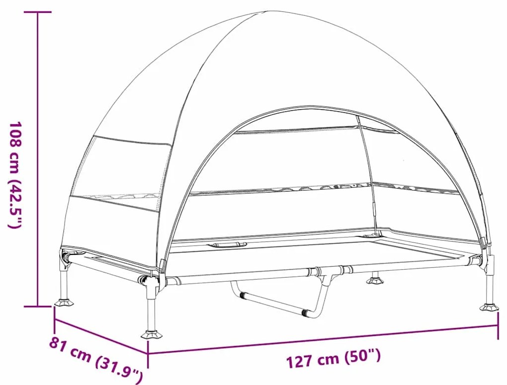 Cama Elevada para Cães com Toldo Removível Marrom XL Aço