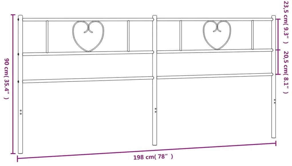 Cabeceira de cama 193 cm metal branco