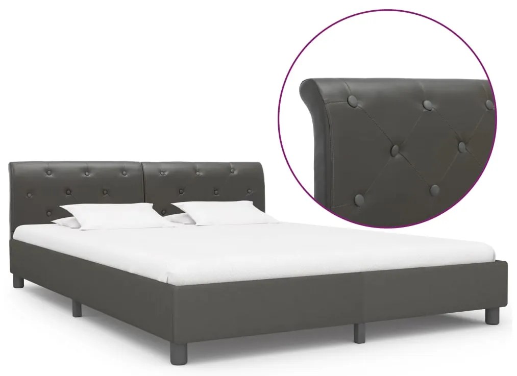 vidaXL Estrutura de cama 160x200 cm couro artificial cinzento