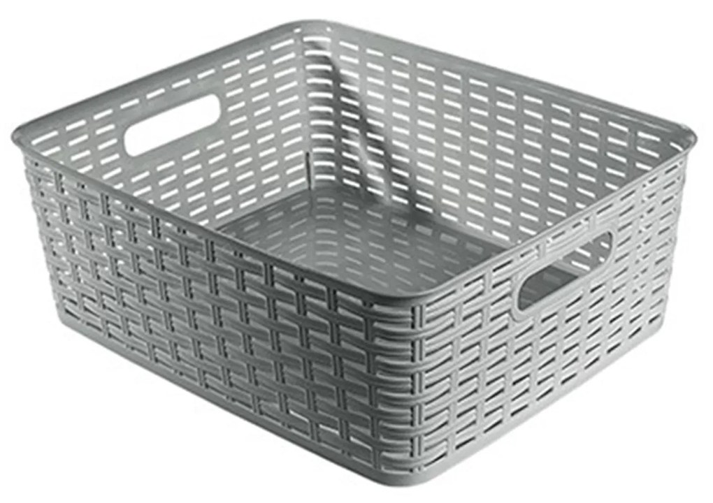 Cesto Multiusos Plástico Rattan 12l 37X30X13.4cm Cinza