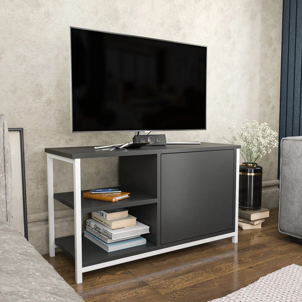 Móvel TV Muskegon – Branco Antracite – 89,6 x 35,3 x 50,8 cm