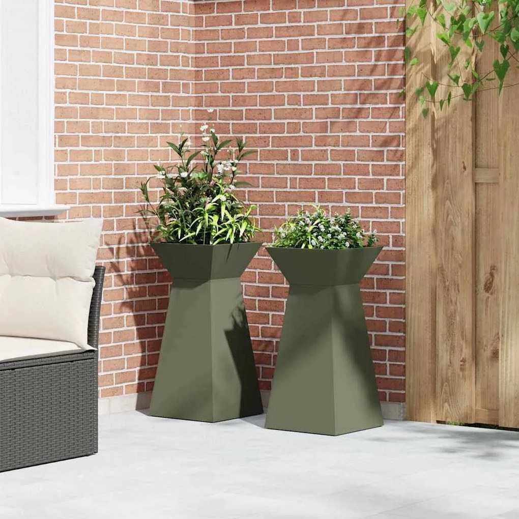 Conjunto de Suporte para Plantas Verde Azeitona Metal
