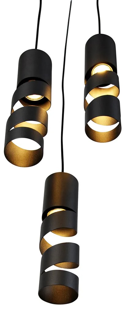 Moderne hanglamp zwart 3-lichts - Stream Moderno