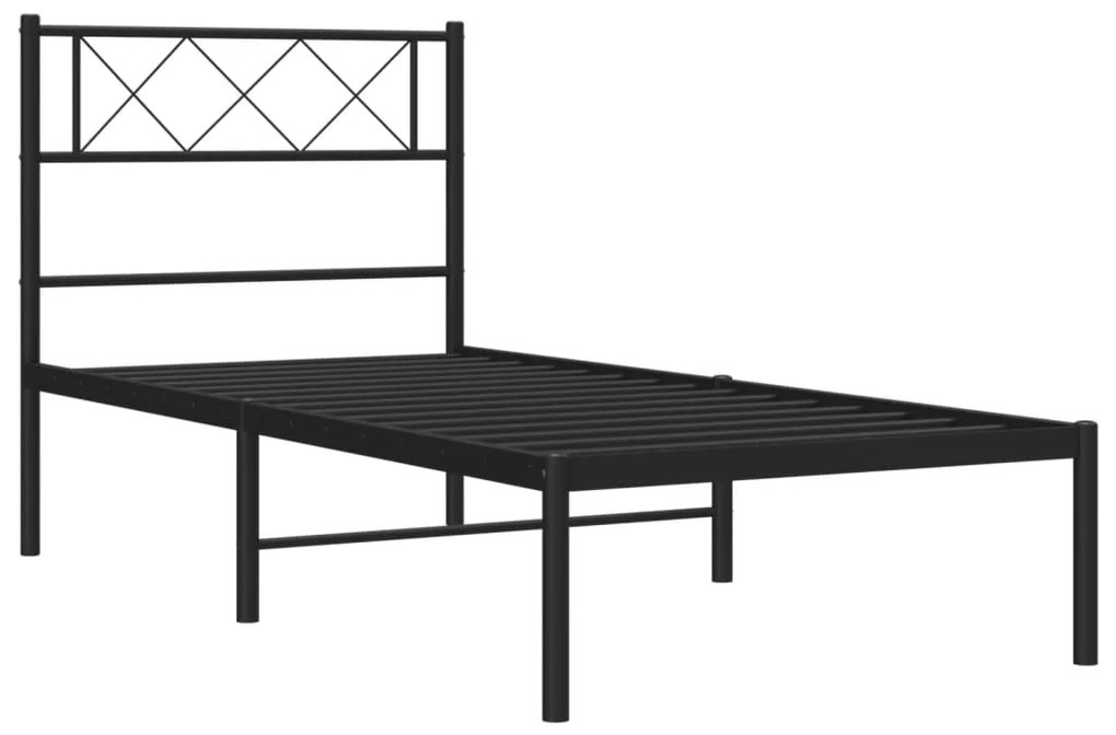 Estrutura de cama com cabeceira 100x190 cm metal preto