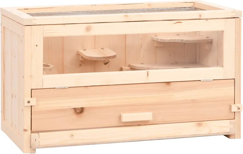 vidaXL Gaiola para hamster 60x30x35 cm madeira de abeto maciça