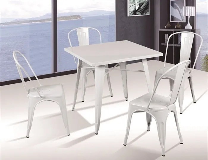Conjunto 4 Cadeiras de Cozinha e Sala de Jantar TOL, aço, branca