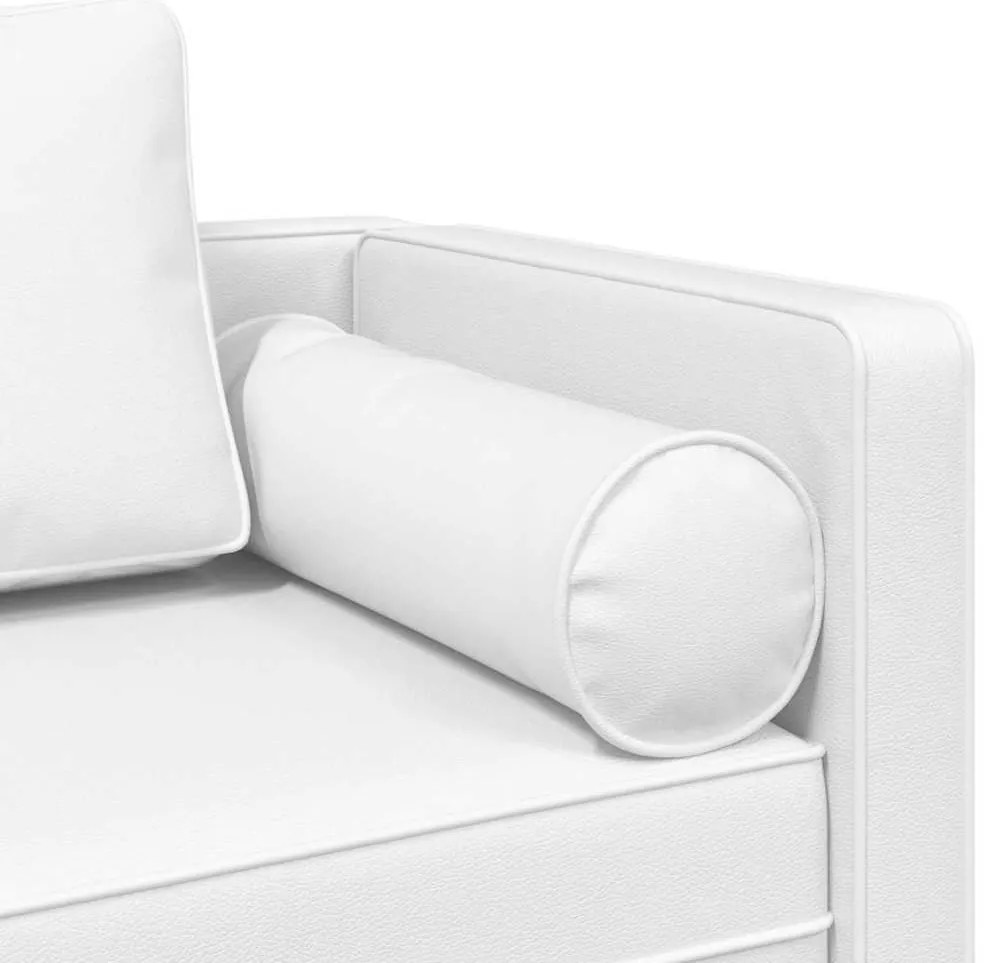 Chaise longue com almofadões couro artificial branco