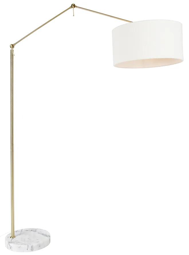 Candeeiro de pé dourado com abajur branco 50 cm regulável - Editor Design,Moderno