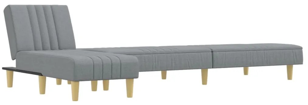 Sofá-cama em forma de L 255x140x70 cm tecido cinzento-claro