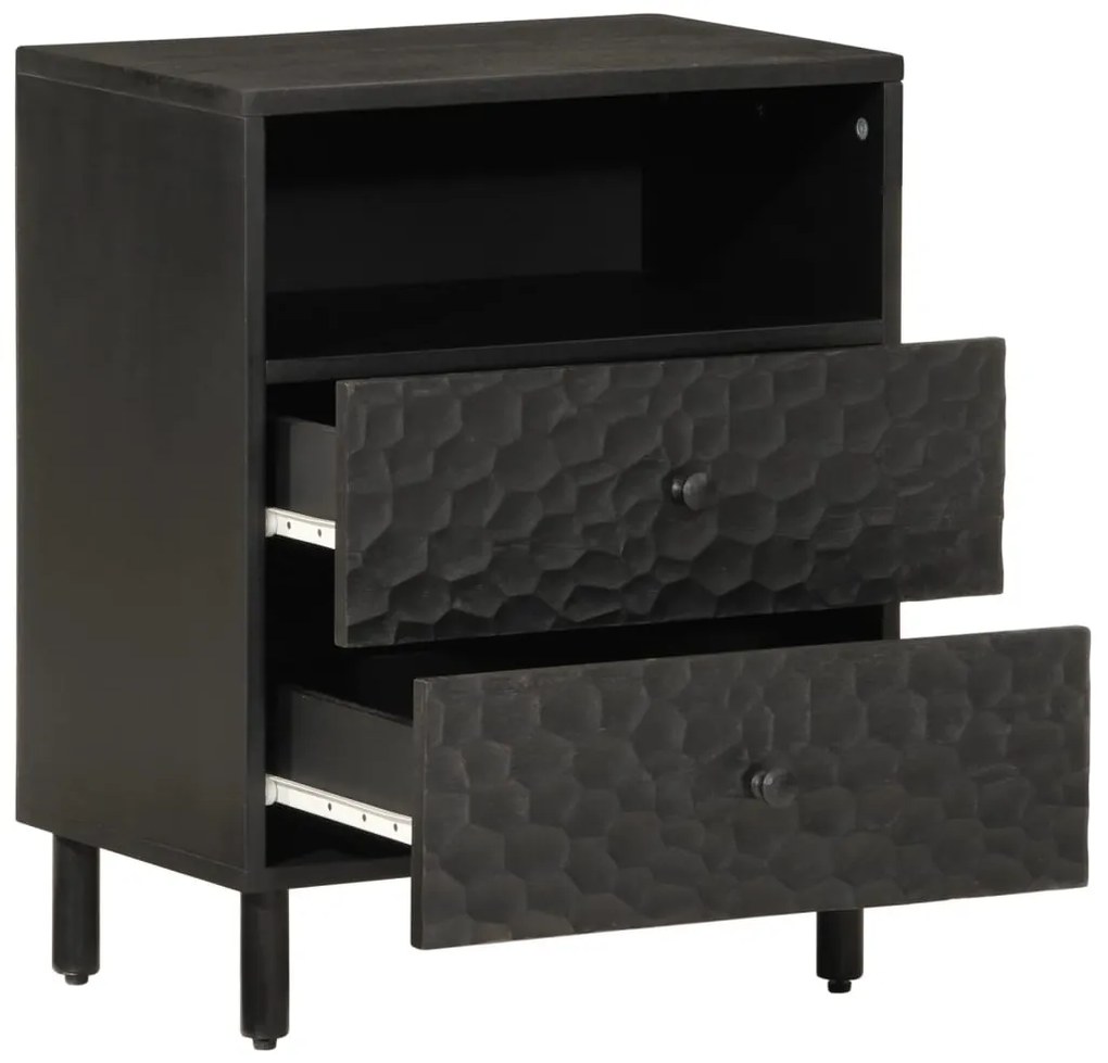 Mesa de cabeceira 50x33x60 cm madeira de mangueira maciça preto