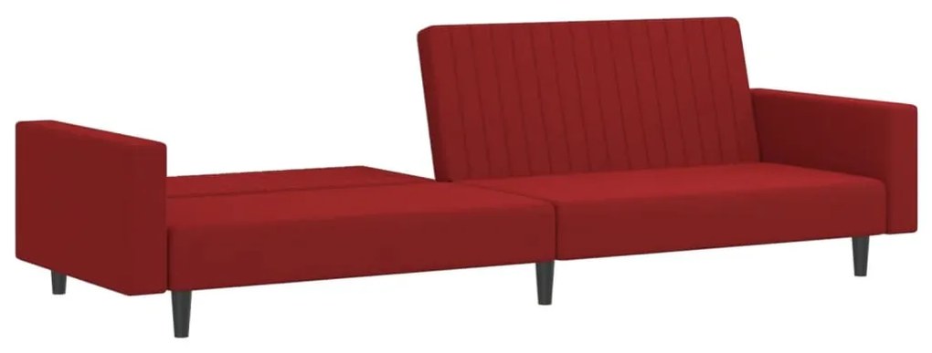 Sofá-cama de 2 lugares veludo vermelho tinto