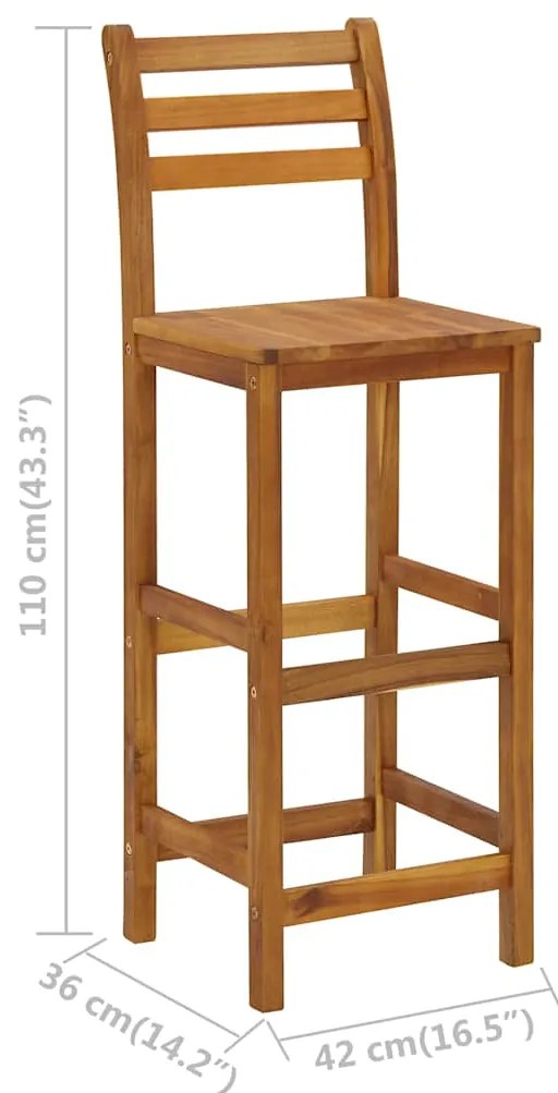 Bancos de bar 4 pcs madeira de acácia maciça