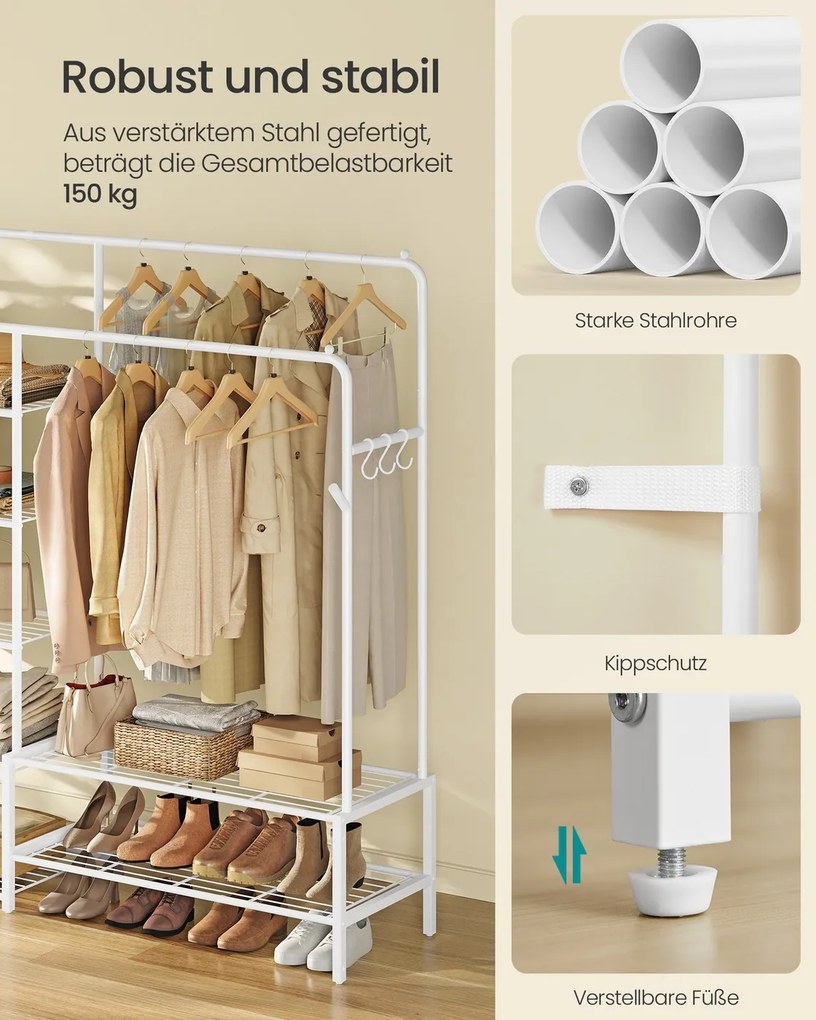 Guarda roupa aberto com 9 prateleiras para quarto 45 x 195 x 172,8 cm, branco