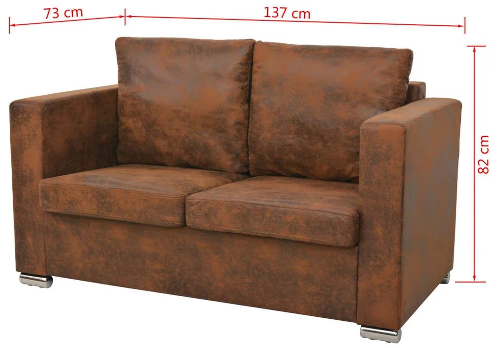 Sofá de 2 lugares 137x73x82 cm camurça artificial