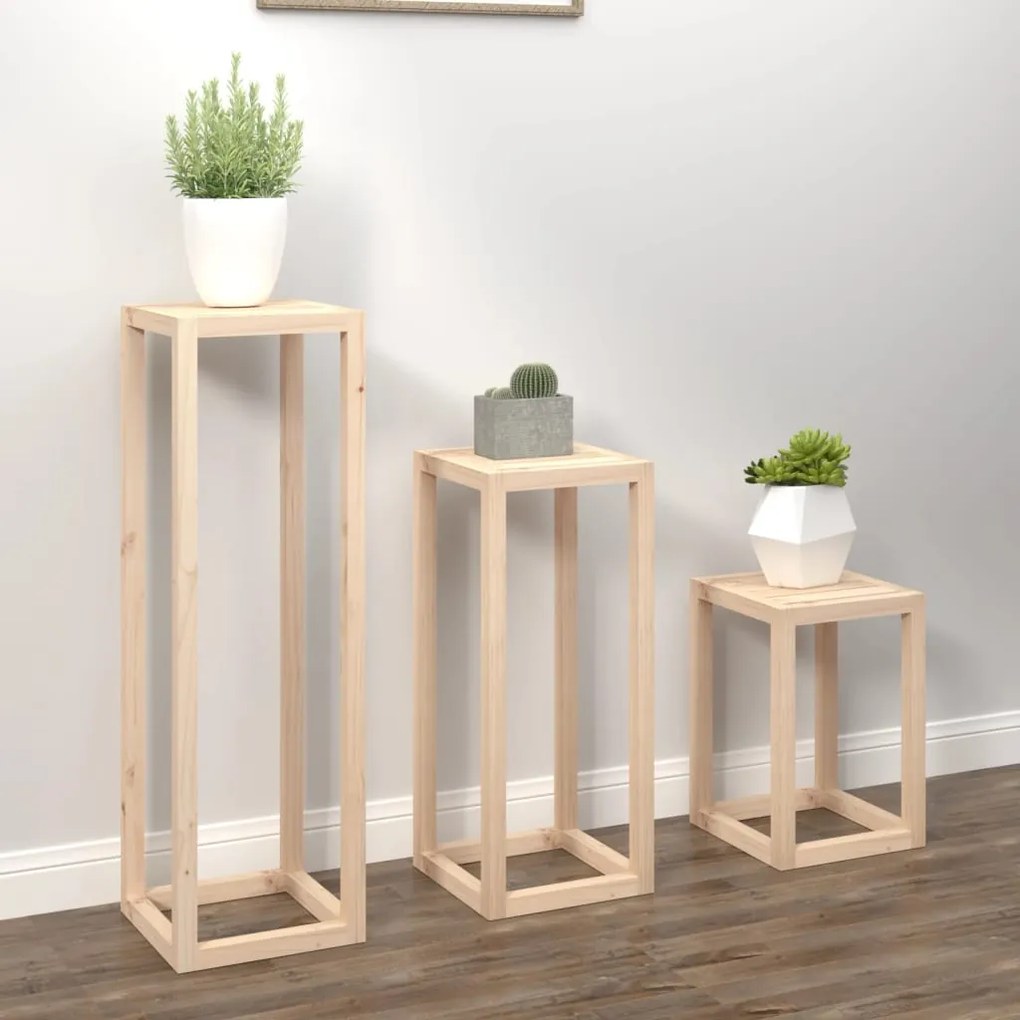3 pcs conjunto de suporte plantas pinho maciço
