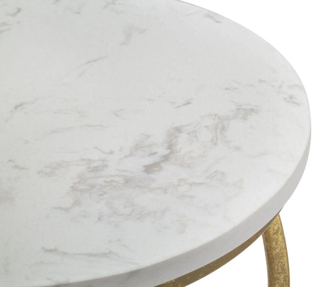 MESA DE APOIO EM MÁRMORE ESPIRAL Ø 27,5X47,5 CM DOURADO E BRANCO