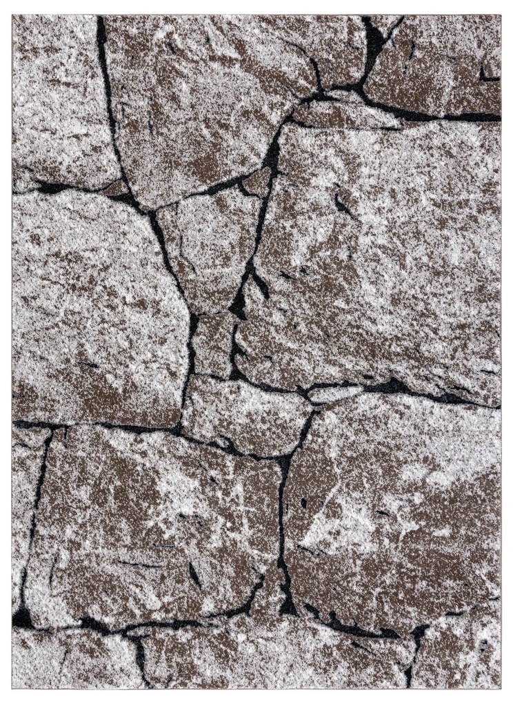 Tapete moderno COZY 8985 Pavimentação tijolo, pedra - Structural dois níveis de lã castanho
