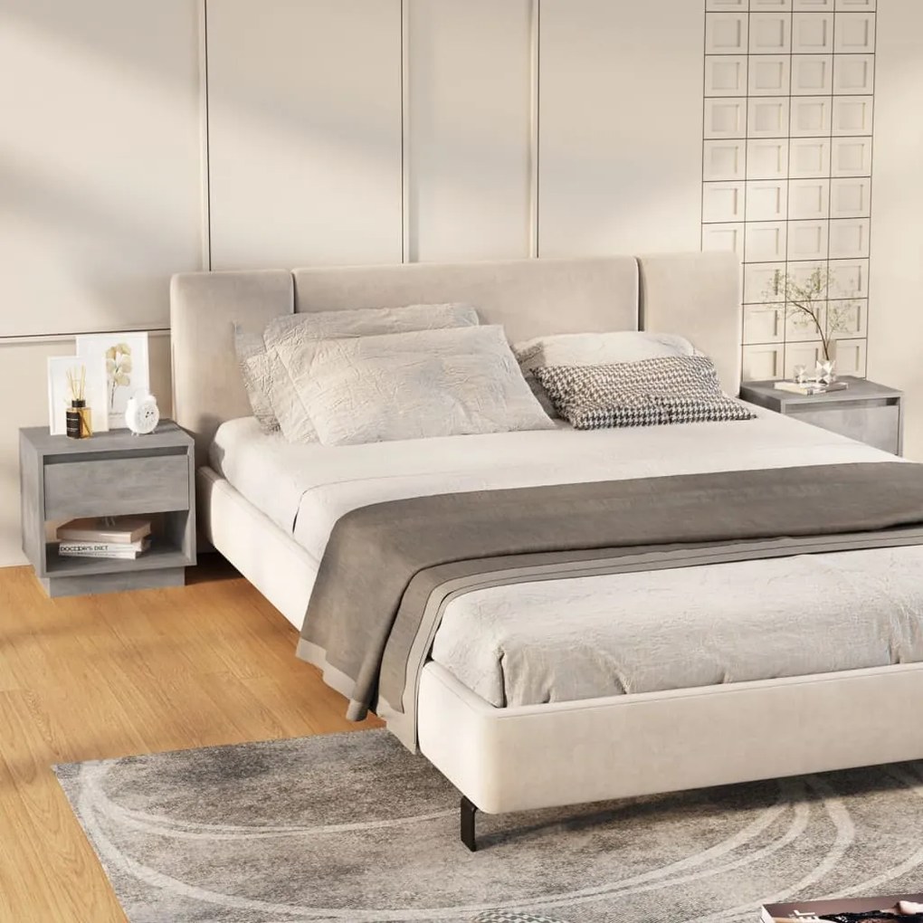 vidaXL Mesas cabeceira 2pcs 45x34x44cm derivados madeira cinza-cimento