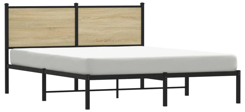 Estrutura de cama sem colchão 150x200cm metal carvalho sonoma