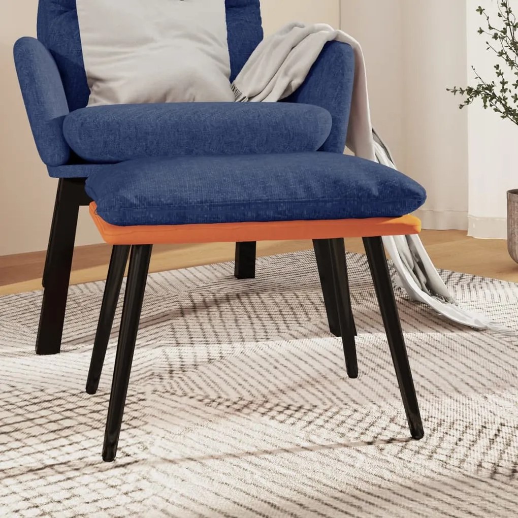 vidaXL Apoio de pés45x29,5x35cm tecido/couro artificial azul/laranja