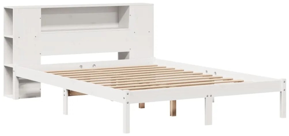 Cama com estante sem colchão 120x190 cm pinho maciço branco