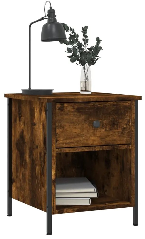 Mesa de cabeceira 40x42x50 cm derivados madeira carvalho fumado