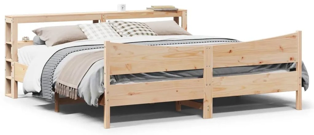 Estrutura de cama com cabeceira 180x200 cm pinho maciço