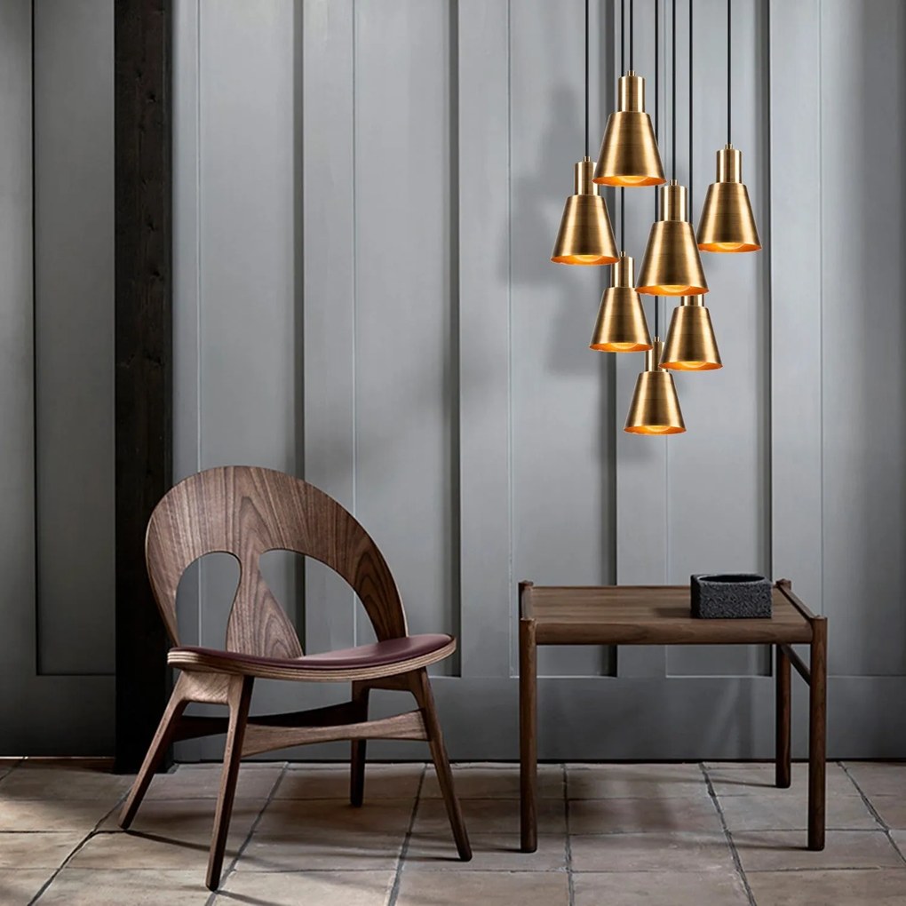 Candeeiro de Tecto Kem – Dourado e Preto – Diâmetro 43 cm x Altura 111