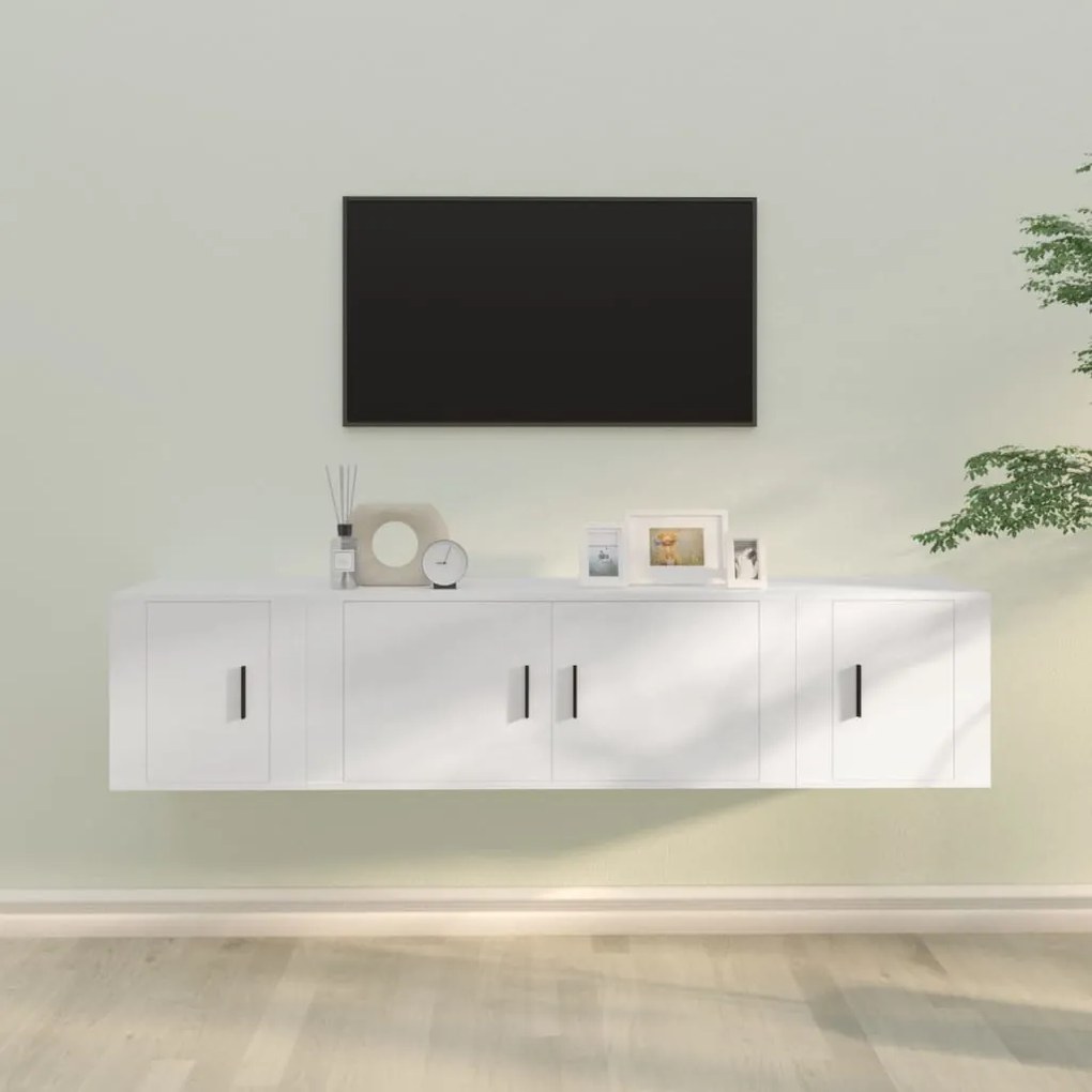 vidaXL Conjunto móveis de TV 3 pcs madeira processada branco