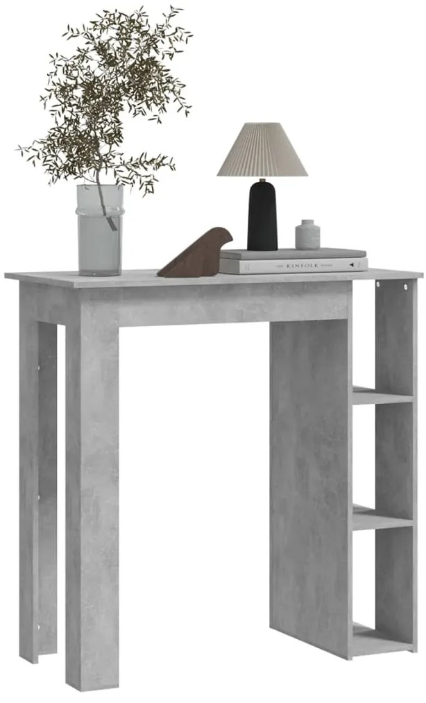Mesa de bar c/ prateleiras derivados de madeira cinza cimento