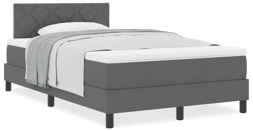 Cama Box Spring com Colchão Cinza Escuro 120x190 cm Tecido