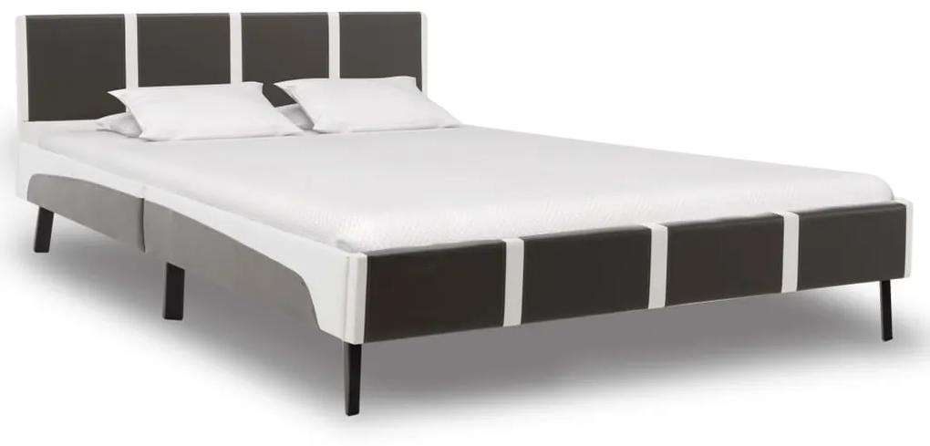280293 vidaXL Estrutura de cama 120x200 cm couro artificial cinzento e branco