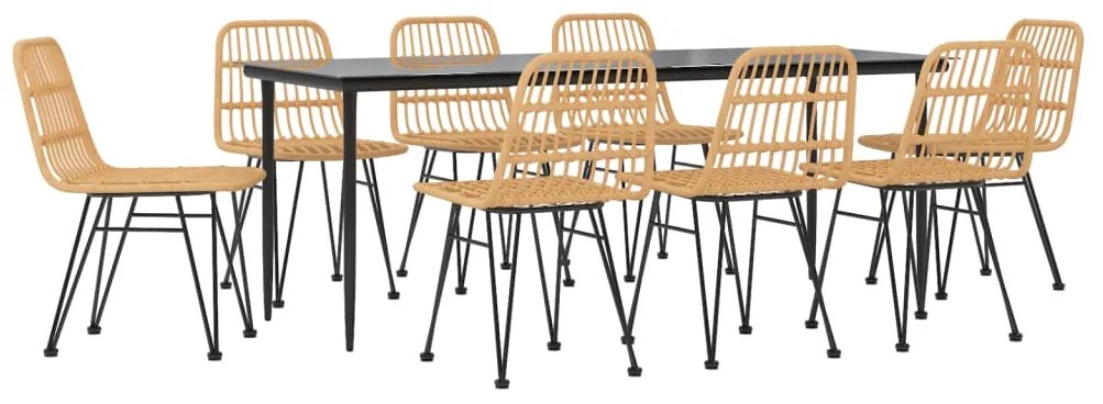 9 pcs conjunto de jantar para jardim vime PE