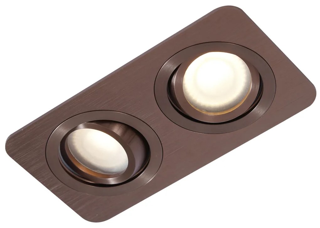 Conjunto de 6 focos embutidos redondos bronze escuro GU10 50mm giratórios e inclináveis IP44 2-luzes - Alberto Moderno