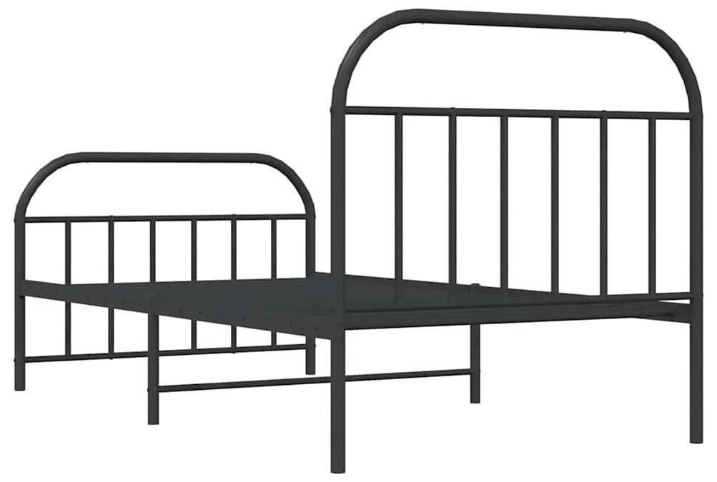 Estrutura de cama com cabeceira e pés 100x200 cm metal preto