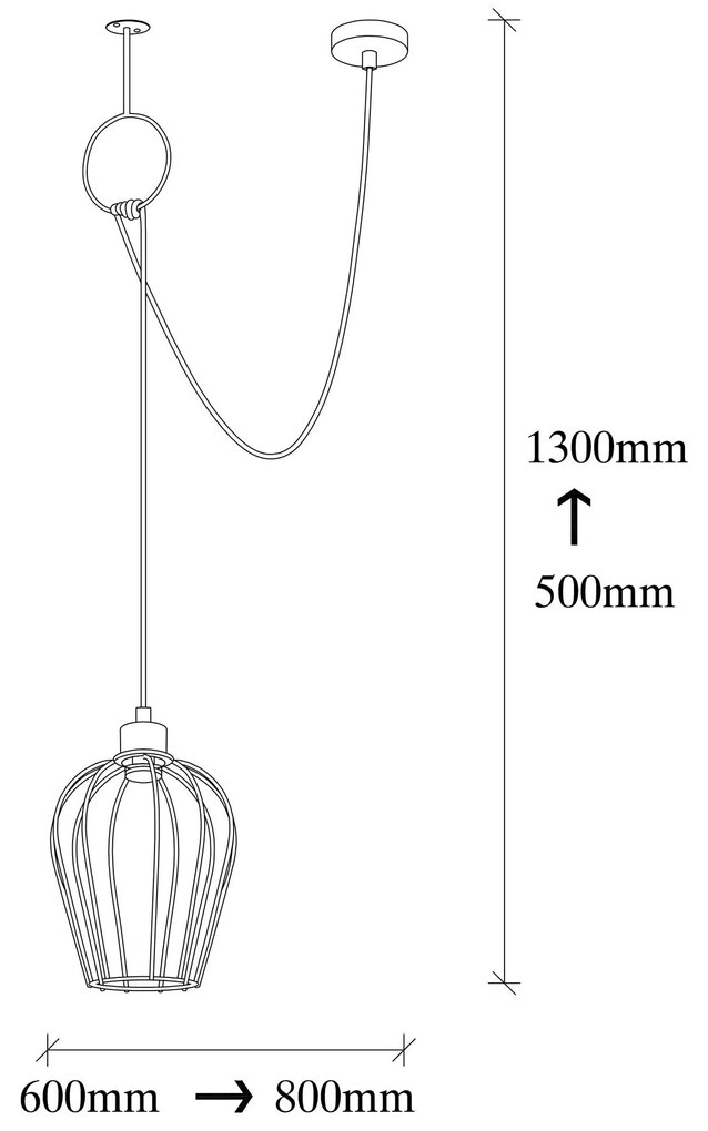 Candeeiro de Teto Tel – Preto – 80 x 20 cm