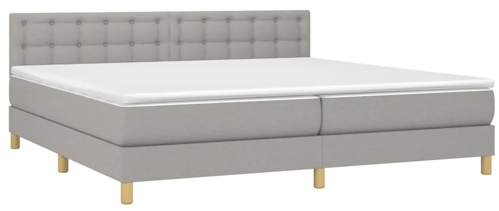 Cama com molas/colchão 200x200 cm tecido cinza-claro