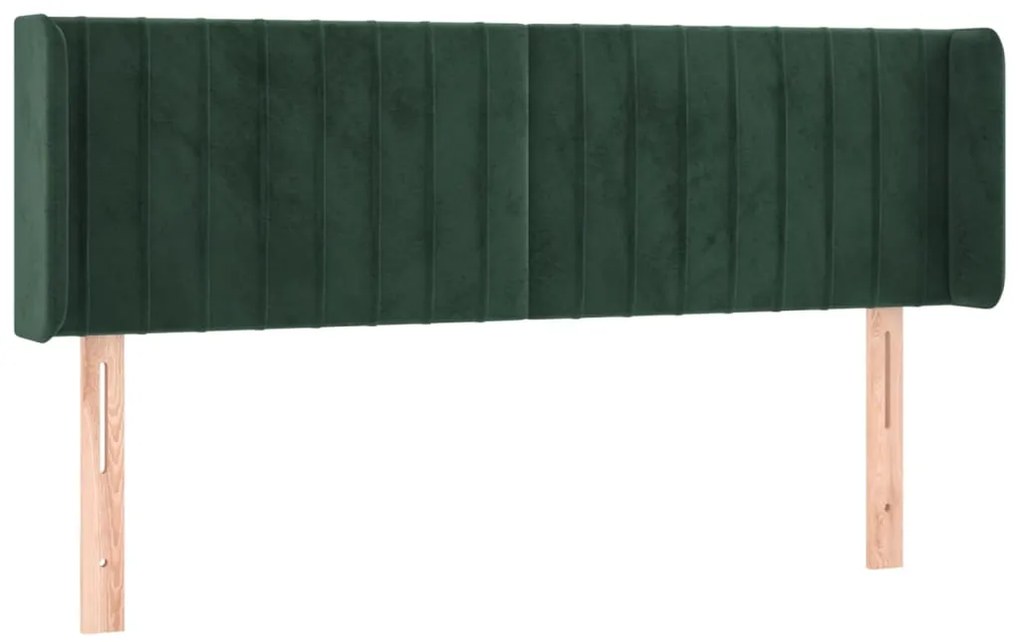 Cabeceira cama c/ luzes LED veludo 147x16x78/88 cm verde-escuro