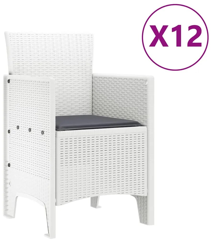 Conjunto de Jantar para Jardim 13 pcs Branco Grande Vime