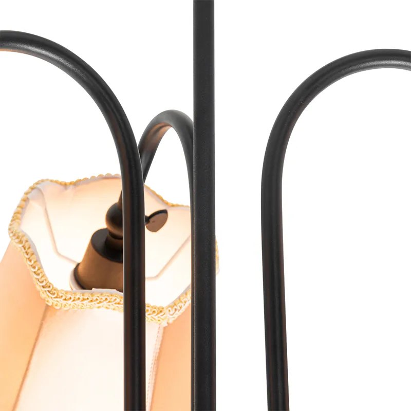 Candeeiro de teto clássico preto com abajur dourado 3-luzes - Nona