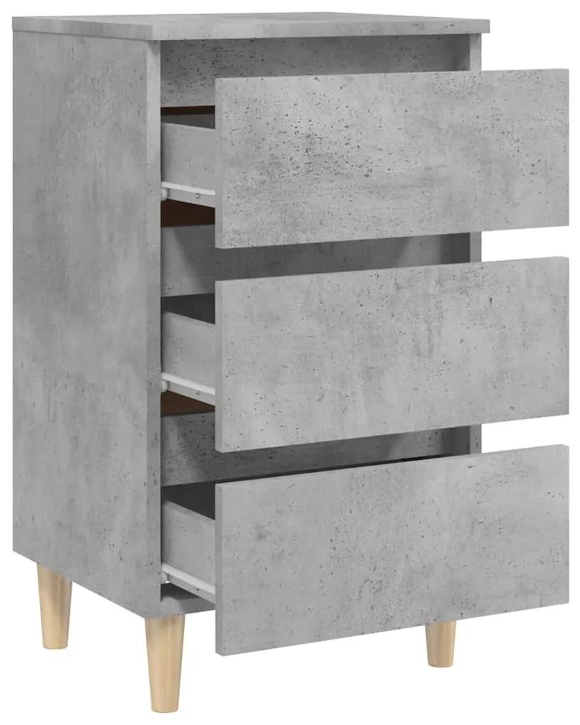 Mesa cabeceira pernas de madeira 40x35x69 cm cinzento cimento