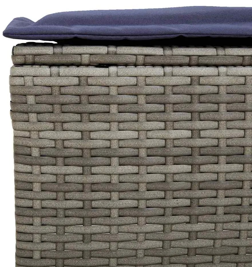 4 pcs conjunto sofás de jardim c/ almofadões vime PE cinzento