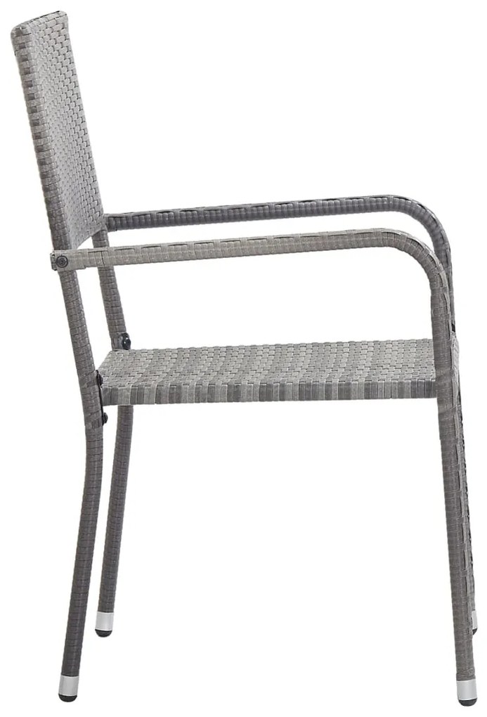 Cadeiras de jantar empilháveis para jardim 2 pcs vime PE cinza