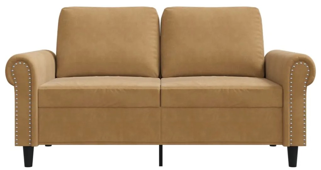 Sofá de 2 lugares veludo 120 cm castanho