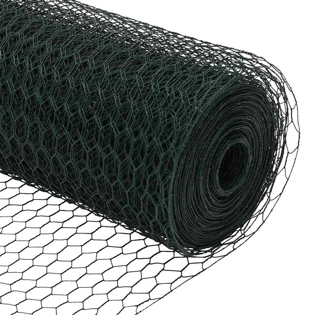 Cerca Hexagonal vidaXL Verde 0,6x100 m Aço