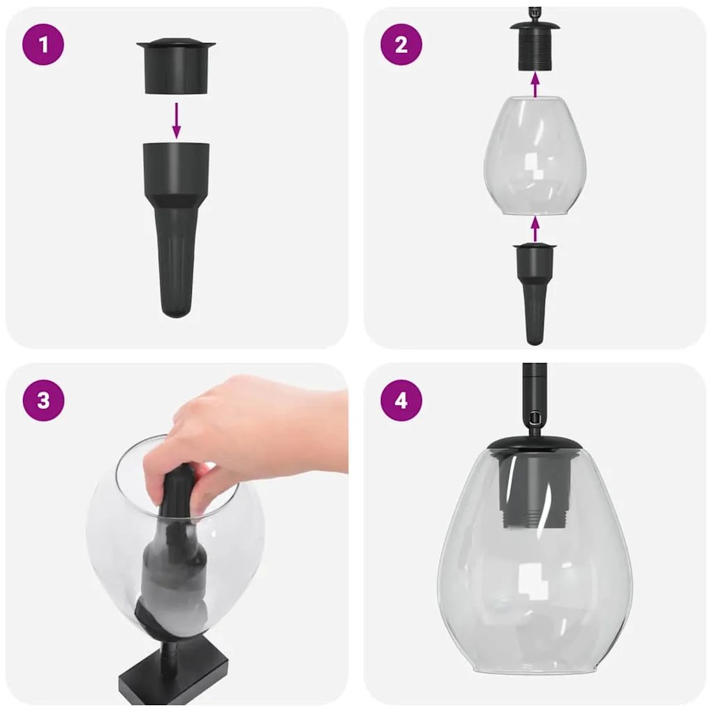 Luminárias de Teto vidaXL com Abajur de Vidro Ajustável Antracite E27