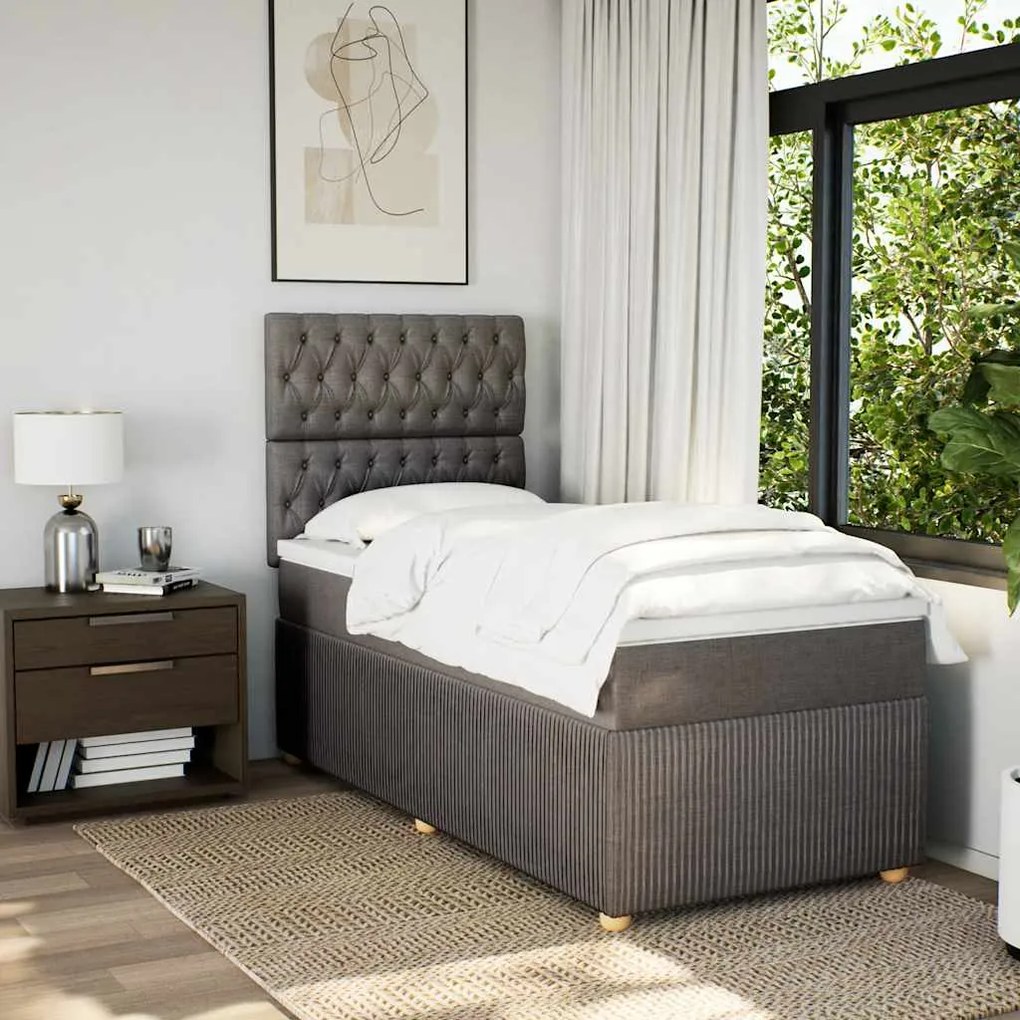 Cama com molas/colchão 80x200 cm tecido castanho-acinzentado