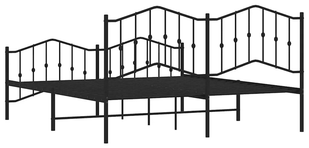 Estrutura de cama com cabeceira e pés 183x213 cm metal preto