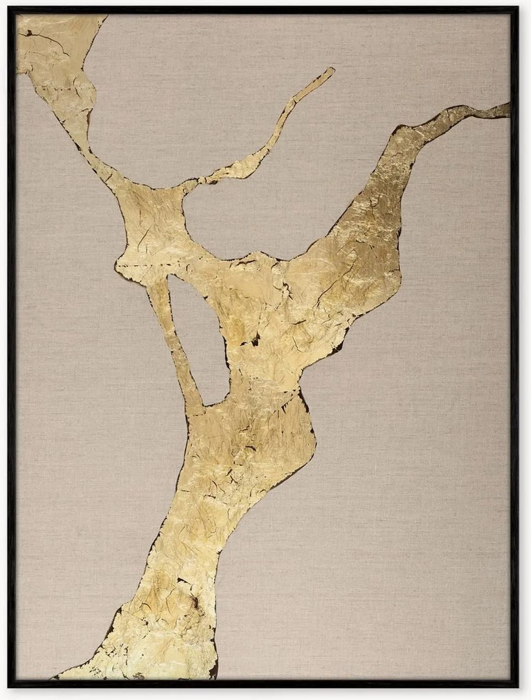 Quadro em tela pintado à mão emoldurado Wild Horizon Gold